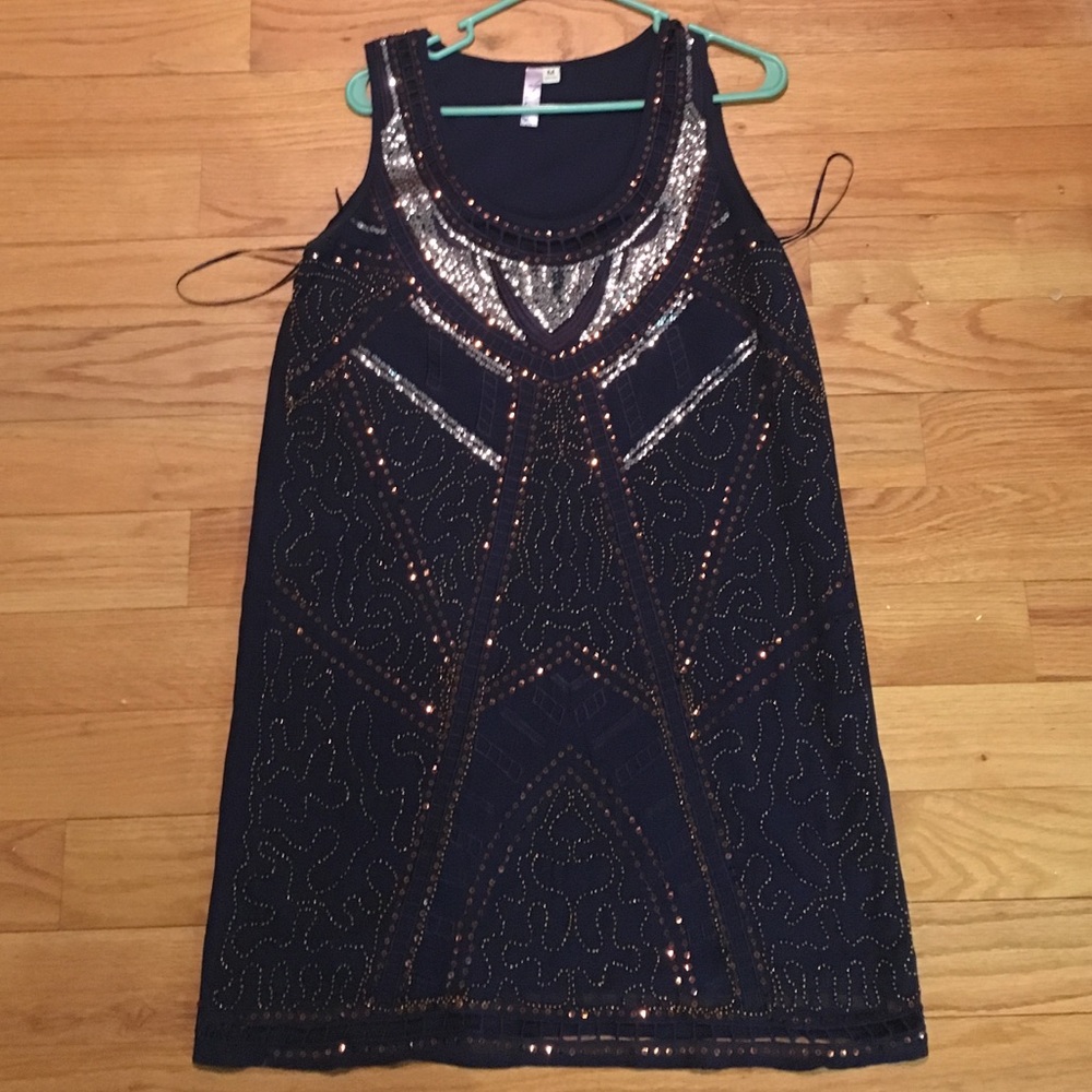Navy Blue Beaded Dress